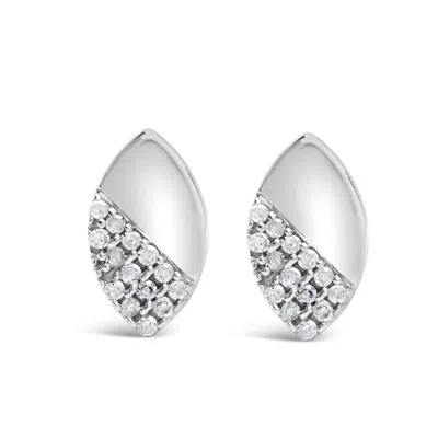 Haus Of Brilliance 925 Sterling Silver 1/6 Cttw Diamond And Mirror Polish Pear Shape Stud Earrings In White