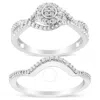 Haus Of Brilliance .925 Sterling Silver 1/6 Cttw Diamond Composite Halo And Split Shank Bridal Set R In White