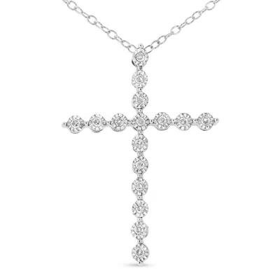 Haus Of Brilliance .925 Sterling Silver 1/6 Cttw Diamond Cross Pendant Necklace In White