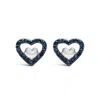 Haus Of Brilliance 925 Sterling Silver 1/6 Cttw Diamond Open Double Heart Stud Earrings