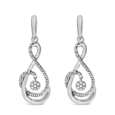 Haus Of Brilliance .925 Sterling Silver 1/6 Cttw Diamond Spiral Twist Drop And Dangle Earrings In White