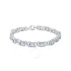 Haus Of Brilliance .925 Sterling Silver 16.0 Cttw Oval Blue Topaz And Diamond Accent Tennis X Link B In White