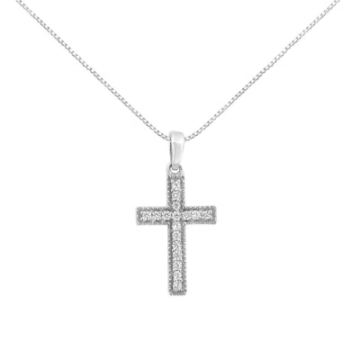 Haus Of Brilliance .925 Sterling Silver 1/7 Cttw Diamond Cross 18" Pendant Necklace (i-j Color, I3 Clarity)