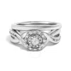 Haus Of Brilliance .925 Sterling Silver 1/7 Cttw Diamond Halo Bypass Engagement Ring And Wedding Band Set In White