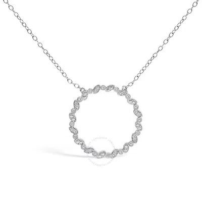 Haus Of Brilliance .925 Sterling Silver 1/7 Cttw Lab Grown Diamond Beaded Love Circle Pendant Neckla