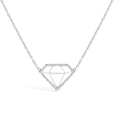 Haus Of Brilliance .925 Sterling Silver 1/7 Cttw Lab Grown Diamond Diamond Shaped Pendant Necklace In White