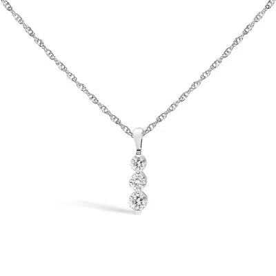 Haus Of Brilliance .925 Sterling Silver 1/7 Cttw Lab Grown Diamond Three Stone Diamond Pendant Necklace In White
