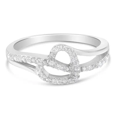 Haus Of Brilliance .925 Sterling Silver 1/8 Cttw Diamond Open Heart Leaf Curvy Bypass Accent Fashion Or Promise Ring In White