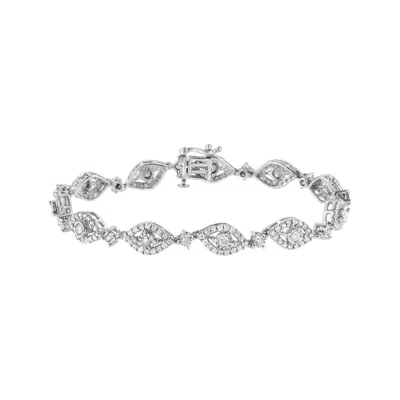 Haus Of Brilliance .925 Sterling Silver 2 1/2 Cttw Diamond Pear Shaped And Bezel Link Bracelet In White