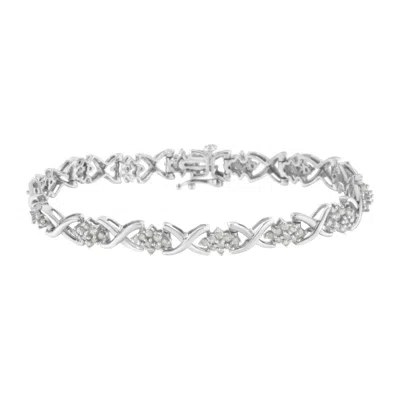 Haus Of Brilliance .925 Sterling Silver 2-1/4 Cttw Diamond 7" Cluster X Link Bracelet In White