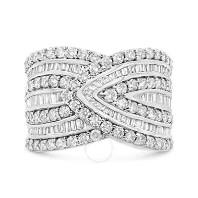 Haus Of Brilliance .925 Sterling Silver 2 3/8 Cttw Diamond Multi Row Overlay Band Ring ( J-k Color In White