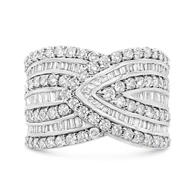 Haus Of Brilliance .925 Sterling Silver 2 3/8 Cttw Diamond Multi Row Overlay Band Ring In White