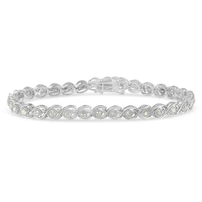 Haus Of Brilliance .925 Sterling Silver 2 Cttw Miracle Plate Set Diamond Spiral Link Bracelet -7" In White