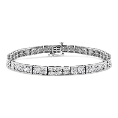 Haus Of Brilliance .925 Sterling Silver 2 Cttw Prong Set Round-cut Diamond 4 Stone Box Link Bracelet In White