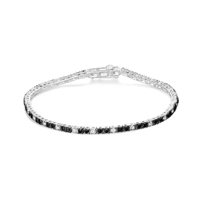 Haus Of Brilliance .925 Sterling Silver 2.0 Cttw Black And White Diamond Tennis Bracelet