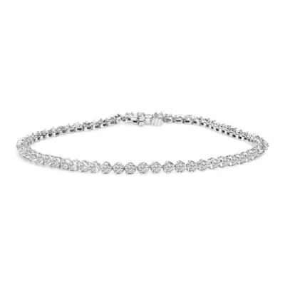 Haus Of Brilliance .925 Sterling Silver 2.0 Cttw Diamond 3 Prong Set Tennis Bracelet In Metallic