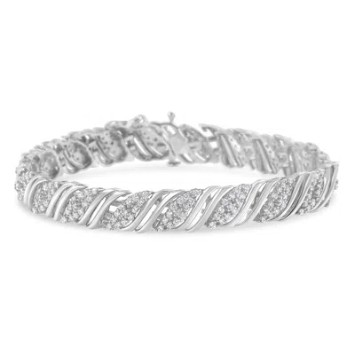 Haus Of Brilliance .925 Sterling Silver 2.0 Cttw Diamond Double Wrap S Curve Link Bracelet -7.25" In White