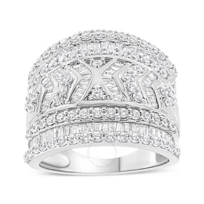 Haus Of Brilliance .925 Sterling Silver 2.0 Cttw Diamond Edge Multi-row Ring Band ( J-k Color In Neutral