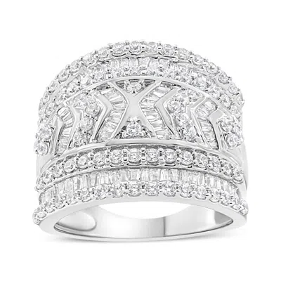 Haus Of Brilliance .925 Sterling Silver 2.0 Cttw Diamond Edge Multi-row Ring Band In White