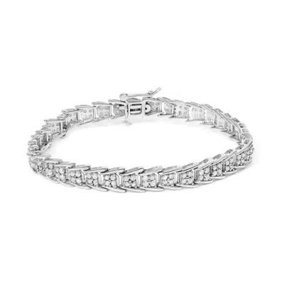 Haus Of Brilliance .925 Sterling Silver 2.0 Cttw Diamond Fan-shaped Fancy Chevron Link Tennis Bracelet