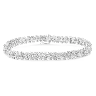 Haus Of Brilliance .925 Sterling Silver 2.0 Cttw Diamond Miracle-set Nested Chevron Link 7" Tennis Bracelet In White