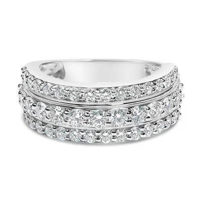 Haus Of Brilliance .925 Sterling Silver 2.0 Cttw Lab Grown Diamond 3 Row Band Ring (f-g Color, Vs1-vs2 Clarity In White