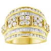 Haus Of Brilliance .925 Sterling Silver 2.0 Cttw Round & Baguette Cut Diamond Multi-row Channel Set Tapered Cocktail Fa In Yellow