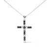 Haus Of Brilliance .925 Sterling Silver 2.0 Cttw Prong Set Round Natural Treated Black And White Diamond Cross Pendant  In White