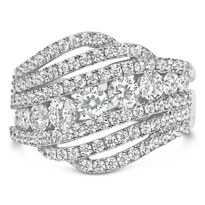 Haus Of Brilliance .925 Sterling Silver 2.00 Cttw Lab Grown Diamond Cluster Band Ring In White