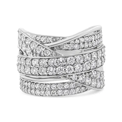 Haus Of Brilliance .925 Sterling Silver 2.00 Cttw Round-cut Diamond Overlapping Bypass Band Ring In White