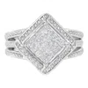 Haus Of Brilliance .925 Sterling Silver 2/5 Cttw Princess Cut Diamond Square On Point Cluster Composite Cocktail Ring In White