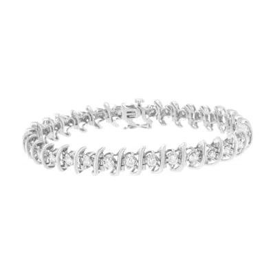 Haus Of Brilliance .925 Sterling Silver 3 Cttw Diamond "s" Link Bracelet In White