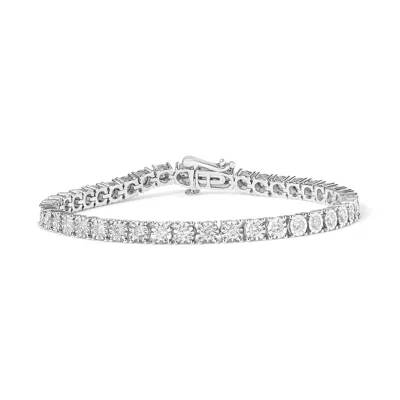 Haus Of Brilliance .925 Sterling Silver 3.0 Cttw Diamond Illusion-set Miracle Plate Tennis Bracelet In White