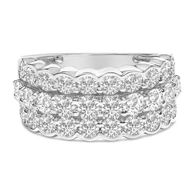 Haus Of Brilliance .925 Sterling Silver 3.0 Cttw Lab Grown Diamond 3 Row Band Ring (f-g Color In White
