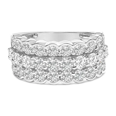 Haus Of Brilliance .925 Sterling Silver 3.0 Cttw Lab Grown Diamond 3 Row Band Ring In White