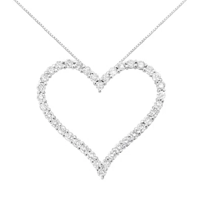 Haus Of Brilliance .925 Sterling Silver 3.0 Cttw Round-cut Diamond Open Heart Pendant Necklace In White