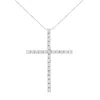 Haus Of Brilliance .925 Sterling Silver 3.0 Cttw Round Shape Diamond 1-1/2" Cross Pendant With Box Chain Necklace In White