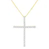 Haus Of Brilliance .925 Sterling Silver 3.0 Cttw Round Shape Diamond 1-1/2" Cross Pendant With Box Chain Necklace In Yellow