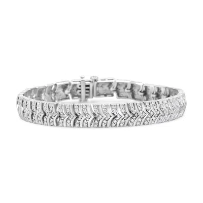 Haus Of Brilliance .925 Sterling Silver 3.00 Cttw Diamond Chevron Link Bracelet In White