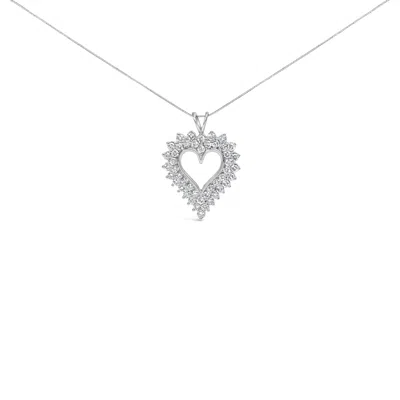 Haus Of Brilliance .925 Sterling Silver 3.00 Cttw Round Cut Diamond Cluster Heart 18" Pendant Necklace In White