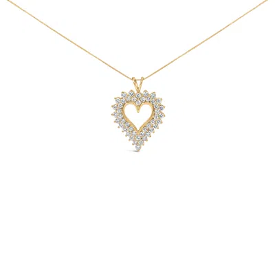 Haus Of Brilliance .925 Sterling Silver 3.00 Cttw Round Cut Diamond Cluster Heart 18" Pendant Necklace In Yellow