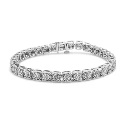 Haus Of Brilliance .925 Sterling Silver 3.00 Cttw Round Diamond Floral Cluster Link Bracelet (i-j Color, I3 Clarity)
