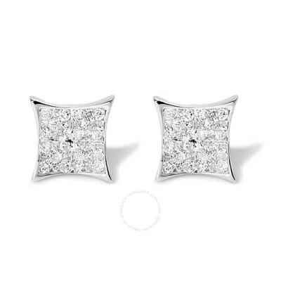 Haus Of Brilliance .925 Sterling Silver 3/4 Cttw Diamond Composite Curved Square Stud Earring (i-j C In White