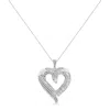 Haus Of Brilliance .925 Sterling Silver 3/4 Cttw Round And Baguette-cut Diamond Open Heart 18" Pendant Necklace In White