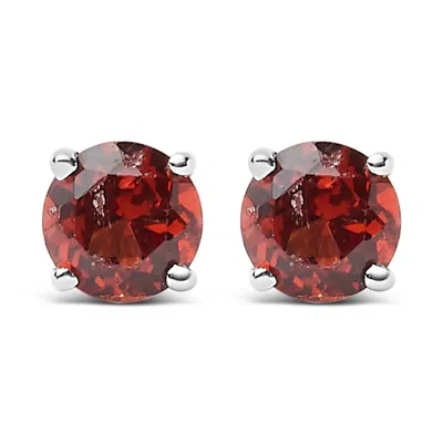 Haus Of Brilliance .925 Sterling Silver 3.5 Mm Created Birthstone Solitaire Stud Earrings In Red