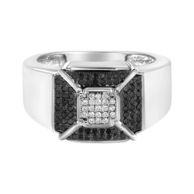 Haus Of Brilliance .925 Sterling Silver 3/8 Cttw Composite Enhanced Black And White Diamond Men's Band Ring