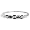 Haus Of Brilliance .925 Sterling Silver 3/8 Cttw White And Black Diamond Swirl Bangle Bracelet In Silver