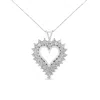Haus Of Brilliance .925 Sterling Silver 4 Cttw Round-cut Double Row Composite Diamond Heart 18" Pendant Necklace In White