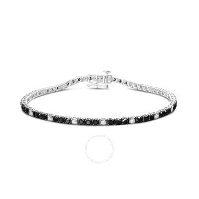 Haus Of Brilliance .925 Sterling Silver 4.0 Cttw With Alternating White Diamond And Black Diamond Te