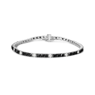 Haus Of Brilliance .925 Sterling Silver 5.0 Cttw Black And White Diamond Tennis Bracelet